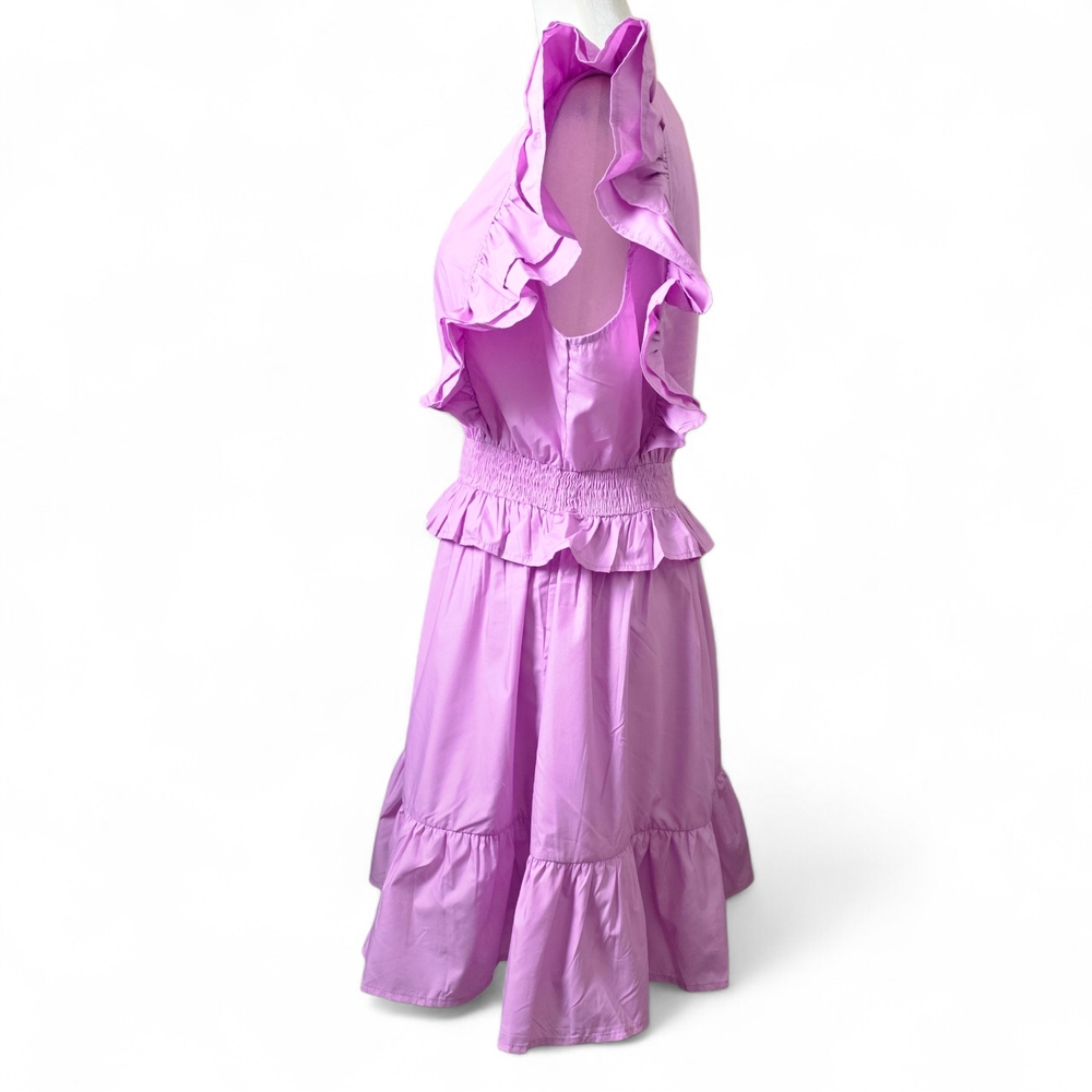 Entro Lavender V-Neck Top with Ruffles - Picture 2 of 11